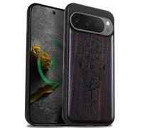 Carveit Magnetic Wooden Case for Google Pixel 9 Pro XL Case, Wood Artisan Engraved & Soft TPU Shockproof Cover, Compatible with MagSafe Wireless Chargers (The Guiding Vegvisir) Blackwood