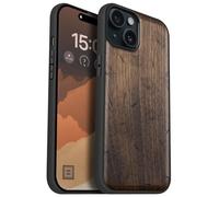 Carveit Magnetic Wooden Case for iPhone 15 Plus Case, Compatible with MagSafe Wireless Chargers, Black Soft TPU Shockproof Cover & Wood Artisan Engraved (Dandelion Whispers) - Walnut