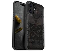 Carveit Magnetic Wooden Case for iPhone 16 Case, Wood Artisan Engraved & Black Soft TPU Shockproof Cover, Compatible with MagSafe Wireless Chargers (Ancient Roots, Esoteric Paths) Blackwood