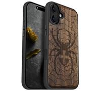 Carveit Magnetic Wooden Case for iPhone 16 Plus Case, Wood Artisan Engraved & Black Soft TPU Shockproof Cover, Compatible with MagSafe Wireless Chargers (Web Weaver's Dominion) Walnut