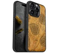 Carveit Magnetic Wooden Case for iPhone 16 Pro Case, Wood Artisan Engraved & Black Soft TPU Shockproof Cover, Compatible with MagSafe Wireless Chargers (Spirals of Nature's Harmony) Cherry