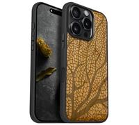 Carveit Magnetic Wooden Case for iPhone 16 Pro Case, Wood Artisan Engraved & Black Soft TPU Shockproof Cover, Compatible with MagSafe Wireless Chargers (Nature's Intricate Web) Cherry
