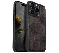 Carveit Magnetic Wooden Case for iPhone 16 Pro Case, Wood Artisan Engraved & Black Soft TPU Shockproof Cover, Compatible with MagSafe Wireless Chargers (Spirals of Nature's Harmony) Blackwood
