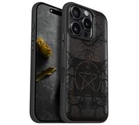 Carveit Magnetic Wooden Case for iPhone 16 Pro Case, Wood Artisan Engraved & Black Soft TPU Shockproof Cover, Compatible with MagSafe Wireless Chargers (Ancient Roots, Esoteric Paths) Blackwood