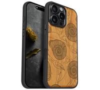 Carveit Magnetic Wooden Case for iPhone 16 Pro Max Case, Wood Artisan Engraved & Black Soft TPU Shockproof Cover, Compatible with MagSafe Wireless Chargers (Spirals of Nature's Harmony) Cherry