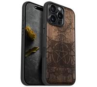 Carveit Magnetic Wooden Case for iPhone 16 Pro Max Case, Wood Artisan Engraved & Black Soft TPU Shockproof Cover, Compatible with MagSafe Wireless Chargers (Ancient Roots, Esoteric Paths) Walnut