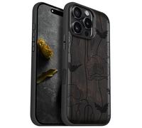 Carveit Magnetic Wooden Case for iPhone 16 Pro Max Case, Wood Artisan Engraved & Black Soft TPU Shockproof Cover, Compatible with MagSafe Wireless Chargers (Elegant Poppies) Blackwood