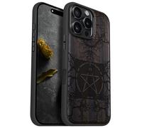Carveit Magnetic Wooden Case for iPhone 16 Pro Max Case, Wood Artisan Engraved & Black Soft TPU Shockproof Cover, Compatible with MagSafe Wireless Chargers (Ancient Roots, Esoteric Paths) Blackwood