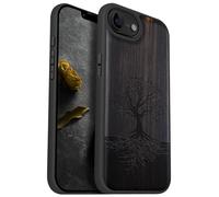 Carveit Magnetic Wooden Case for iPhone 16e / 17e Case, Solid Wood & TPU, Artisan Engraved Design Cover, Compatible with MagSafe Wireless Chargers, The Yin Yang Tree - Blackwood