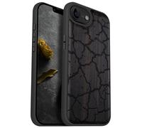 Carveit Magnetic Wooden Case for iPhone 16e / 17e, Solid Wood & TPU, Artisan Engraved Design, Shockproof Cover, Compatible with MagSafe Wireless Chargers, Cracked Earth Texture - Blackwood