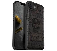 Carveit Magnetic Wooden Case for iPhone 16e / 17e, Solid Wood & TPU, Artisan Engraved Design, Shockproof Cover, Compatible with MagSafe Wireless Chargers, The Book of Life & Death - Blackwood