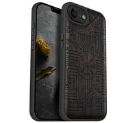 Carveit Magnetic Wooden Case for iPhone 16e / 17e, Solid Wood & TPU, Artisan Engraved Design, Shockproof Cover, Compatible with MagSafe Wireless Chargers, Vegvisir Tech Guide - Blackwood