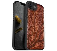 Carveit Magnetic Wooden Case for iPhone 16e 2025, Solid Wood & Black TPU, Artisan Engraved Design, Shockproof Cover, Compatible with MagSafe Wireless Chargers, Nature's Intricate Web - Rosy