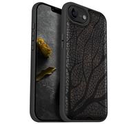 Carveit Magnetic Wooden Case for iPhone 16e 2025, Solid Wood & TPU, Artisan Engraved Design, Shockproof Cover, Compatible with MagSafe Wireless Chargers, Nature's Intricate Web - Blackwood