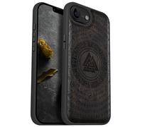 Carveit Magnetic Wooden Case for iPhone 16e 2025, Solid Wood & TPU, Artisan Engraved Design, Shockproof Cover, Compatible with MagSafe Wireless Chargers, Ancient Wisdom in Viking Design - Blackwood