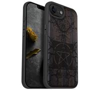Carveit Magnetic Wooden Case for iPhone 16e 2025, Solid Wood & TPU, Artisan Engraved Design, Shockproof Cover, Compatible with MagSafe Wireless Chargers, Ancient Roots, Esoteric Paths - Blackwood