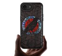 Carveit Magnetic Wooden Case for iPhone 16e, Wood Artisan Engraved & Handmade Shell Inlaid, TPU Shockproof Cove, Compatible with MagSafe Wireless Chargers, The Haloed Crow - Blackwood