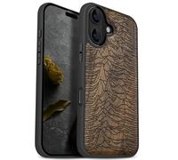 Carveit Magnetic Wooden Case for iPhone 17 Case, Wood Artisan Engraved & Black Soft TPU Shockproof Cover, Compatible with MagSafe Wireless Chargers (Unknown Pleasures) Walnut