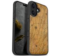 Carveit Magnetic Wooden Case for iPhone 17 Case, Wood Artisan Engraved & Black Soft TPU Shockproof Cover, Compatible with MagSafe Wireless Chargers (The Web Spinner's Craft) Cherry