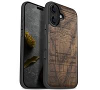 Carveit Magnetic Wooden Case for iPhone 17 Case, Wood Artisan Engraved & Black Soft TPU Shockproof Cover, Compatible with MagSafe Wireless Chargers (Baroque Splendor House) Walnut