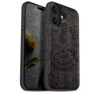 Carveit Magnetic Wooden Case for iPhone 17 Case, Wood Artisan Engraved & Black Soft TPU Shockproof Cover, Compatible with MagSafe Wireless Chargers (An Oceanic Odyssey) Blackwood