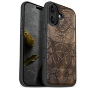 Carveit Magnetic Wooden Case for iPhone 17 Case, Wood Artisan Engraved & Black Soft TPU Shockproof Cover, Compatible with MagSafe Wireless Chargers (Ancient Roots, Esoteric Paths) Walnut