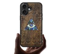 Carveit Magnetic Wooden Case for iPhone 17 Case, Wood Artisan Engraved & Handmade Shell Inlaid, TPU Shockproof Cover, Compatible with MagSafe Wireless Chargers (All-Seeing Eye-Walnut)