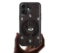 Carveit Magnetic Wooden Case for iPhone 17 Case, Wood Artisan Engraved & Handmade Shell Inlaid, TPU Shockproof Cover, Compatible with MagSafe Wireless Chargers (All-Seeing Hand-Blackwood)