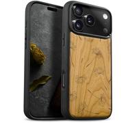 Carveit Magnetic Wooden Case for iPhone 17 Pro Case, Wood Artisan Engraved & Black Soft TPU Shockproof Cover, Compatible with MagSafe Wireless Chargers (Seeds of Dreams and Freedom) Cherry