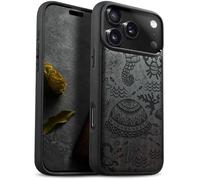 Carveit Magnetic Wooden Case for iPhone 17 Pro Case, Wood Artisan Engraved & Black Soft TPU Shockproof Cover, Compatible with MagSafe Wireless Chargers (An Oceanic Odyssey) Blackwood