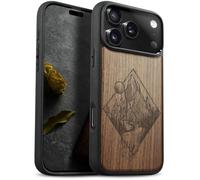Carveit Magnetic Wooden Case for iPhone 17 Pro Case, Wood Artisan Engraved & Black Soft TPU Shockproof Cover, Compatible with MagSafe Wireless Chargers (Serene Mountain Path in Nature) Walnut