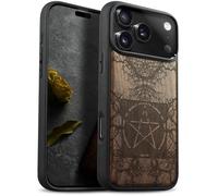 Carveit Magnetic Wooden Case for iPhone 17 Pro Max Case, Wood Artisan Engraved & Black Soft TPU Shockproof Cover, Compatible with MagSafe Wireless Chargers (Ancient Roots, Esoteric Paths) Walnut