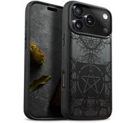 Carveit Magnetic Wooden Case for iPhone 17 Pro Max Case, Wood Artisan Engraved & Black Soft TPU Shockproof Cover, Compatible with MagSafe Wireless Chargers (Ancient Roots, Esoteric Paths) Blackwood