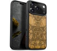 Carveit Magnetic Wooden Case for iPhone 17 Pro Max Case, Wood Artisan Engraved & Black Soft TPU Shockproof Cover, Compatible with MagSafe Wireless Chargers (Ancient Roots, Esoteric Paths) Cherry