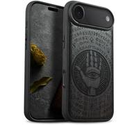 Carveit Magnetic Wooden Case for iPhone Air Case, Wood Artisan Engraved & Soft TPU Shockproof Cover, Compatible with MagSafe 17 Air Wireless Chargers (All-Seeing Hand) Blackwood