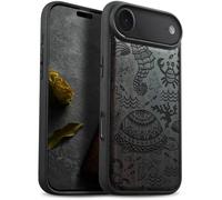 Carveit Magnetic Wooden Case for iPhone Air Case, Wood Artisan Engraved & Soft TPU Shockproof Cover, Compatible with MagSafe 17 Air Wireless Chargers (An Oceanic Odyssey) Blackwood