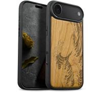 Carveit Magnetic Wooden Case for iPhone Air Case, Wood Artisan Engraved & Soft TPU Shockproof Cover, Compatible with MagSafe 17 Air Wireless Chargers (Wave Reimagined) Cherry