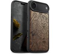 Carveit Magnetic Wooden Case for iPhone Air Case, Wood Artisan Engraved & Soft TPU Shockproof Cover, Compatible with MagSafe 17 Air Wireless Chargers (Gremlins & The Gears of Time) Walnut