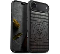 Carveit Magnetic Wooden Case for iPhone Air Case, Wood Artisan Engraved & Soft TPU Shockproof Cover, Compatible with MagSafe 17 Air Wireless Chargers (Voyager's Crest) Blackwood