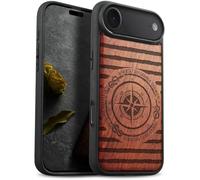 Carveit Magnetic Wooden Case for iPhone Air Case, Wood Artisan Engraved & Soft TPU Shockproof Cover, Compatible with MagSafe 17 Air Wireless Chargers (Voyager's Crest) Rosy