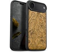 Carveit Magnetic Wooden Case for iPhone Air Case, Wood Artisan Engraved & Soft TPU Shockproof Cover, Compatible with MagSafe 17 Air Wireless Chargers (Gremlins & The Gears of Time) Cherry