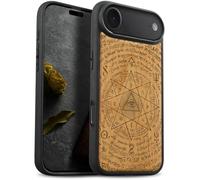 Carveit Magnetic Wooden Case for iPhone Air Case, Wood Artisan Engraved & Soft TPU Shockproof Cover, Compatible with MagSafe 17 Air Wireless Chargers (All-seeing eye) Cherry