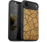 Carveit Magnetic Wooden Case for iPhone Air Case, Wood Artisan Engraved & Soft TPU Shockproof Cover, Compatible with MagSafe 17 Air Wireless Chargers (Cracked Earth Texture) Cherry