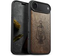 Carveit Magnetic Wooden Case for iPhone Air Case, Wood Artisan Engraved & Soft TPU Shockproof Cover, Compatible with MagSafe 17 Air Wireless Chargers (Radiant Vintage Lantern) Walnut