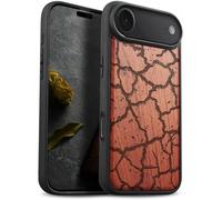 Carveit Magnetic Wooden Case for iPhone Air Case, Wood Artisan Engraved & Soft TPU Shockproof Cover, Compatible with MagSafe 17 Air Wireless Chargers (Cracked Earth Texture) Rosy