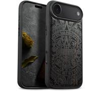 Carveit Magnetic Wooden Case for iPhone Air Case, Wood Artisan Engraved & Soft TPU Shockproof Cover, Compatible with MagSafe 17 Air Wireless Chargers (The Maya Calendar) Blackwood