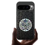 Carveit Magnetic Wooden Case for Pixel 10 / Pixel 10 Pro Case, Wood Artisan Engraved & Handmade Shell Inlaid, Compatible with MagSafe Wireless Chargers, Maori Moko Mandala - Blackwood
