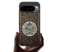 Carveit Magnetic Wooden Case for Pixel 10 / Pixel 10 Pro Case, Wood Artisan Engraved & Handmade Shell Inlaid, Compatible with MagSafe Wireless Chargers, Maori Moko Mandala - Walnut