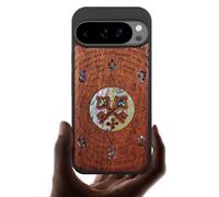 Carveit Magnetic Wooden Case for Pixel 10 / Pixel 10 Pro Case, Wood Artisan Engraved & Handmade Shell Inlaid, Compatible with MagSafe Wireless Chargers, A Heraldic Enigma - Rosy