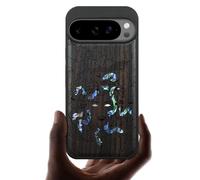 Carveit Magnetic Wooden Case for Pixel 10 / Pixel 10 Pro Case, Wood Artisan Engraved & Handmade Shell Inlaid, Compatible with MagSafe Wireless Chargers, The Medusa Enigma - Blackwood